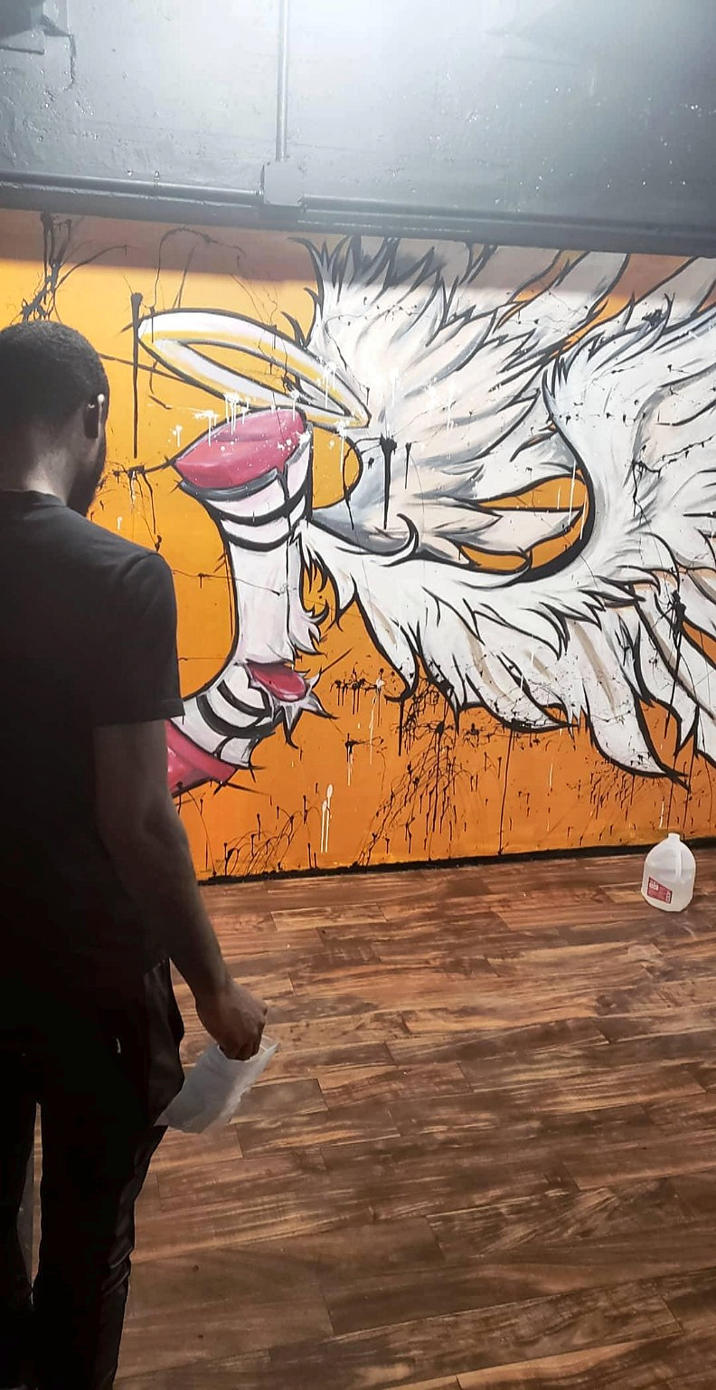 Large mural work in progress