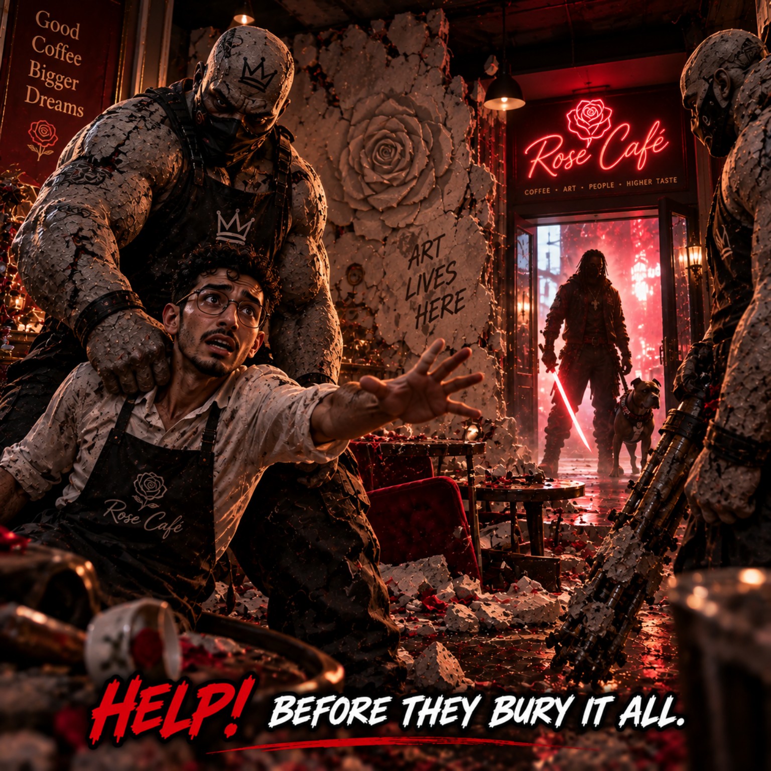 Rose Cafe Bionic KRAYONZ mission artwork