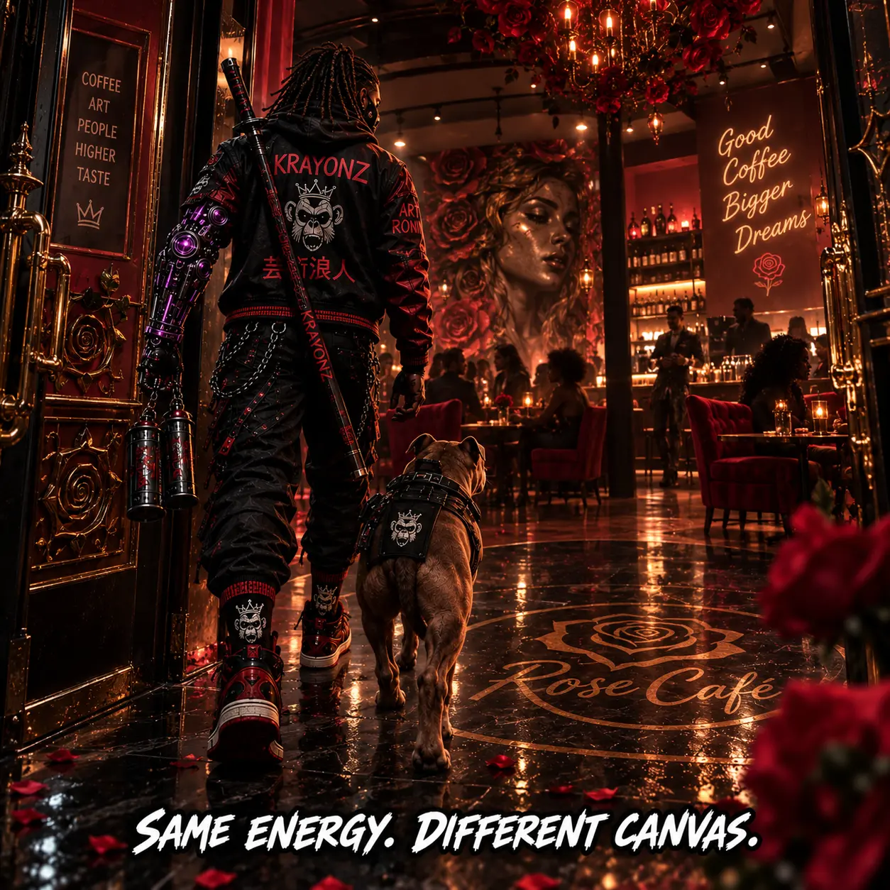 Alhaji and Prince enter Rose Café
