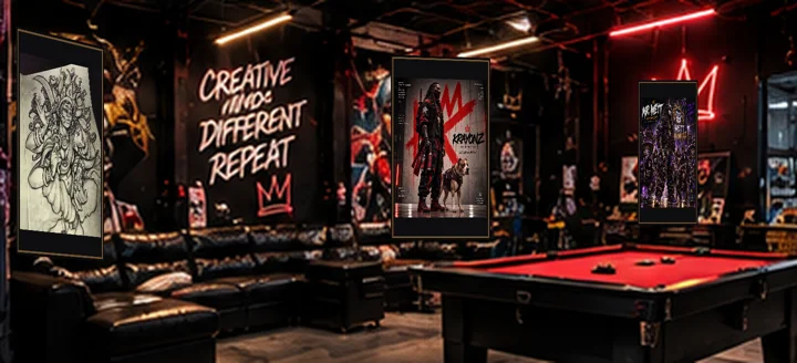 COMMON AREA interior, with KRAYONZ artwork on display