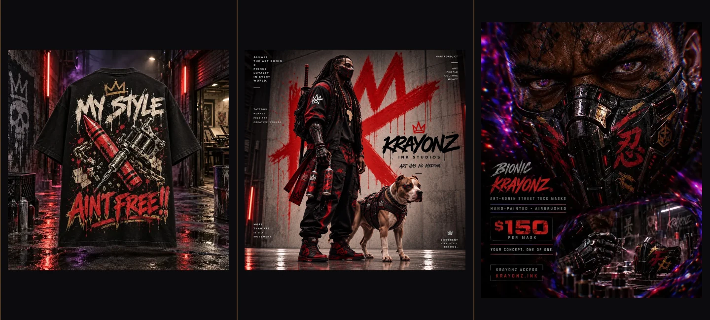 Clothing, collector artwork and a custom Street Teck mask