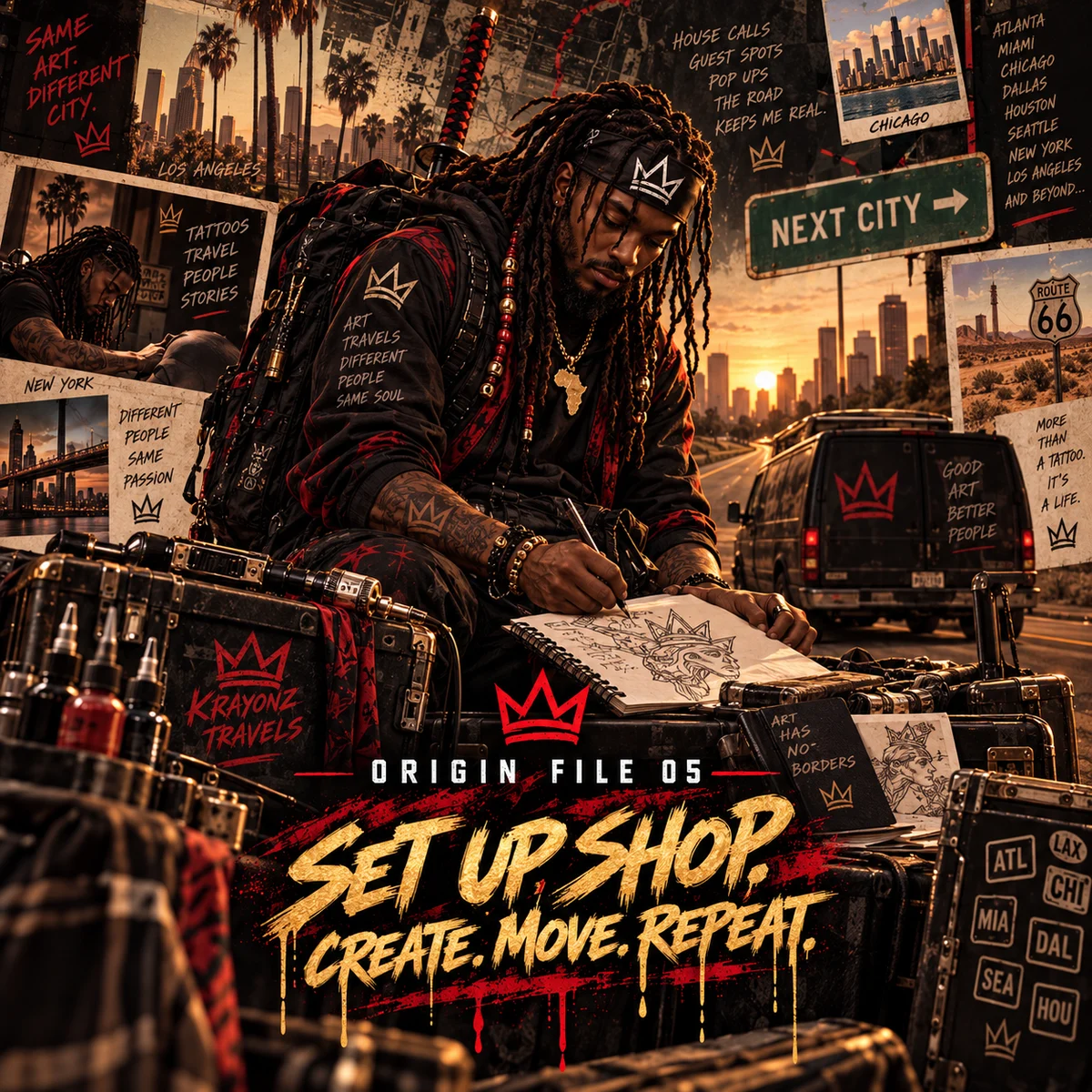 Origin File 05 — Alhaji traveling city to city as a tattoo artist with his gear